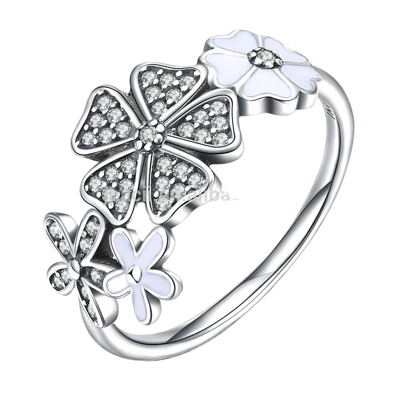 Wholesale 18K Silver Stone Four Flowers Ring Jewelry
