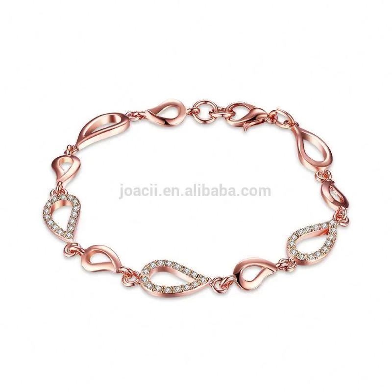 Joacii Unique 18K Rose Gold Plated Waterdrop Hollow Silver Chain Bracelet With Schmuck