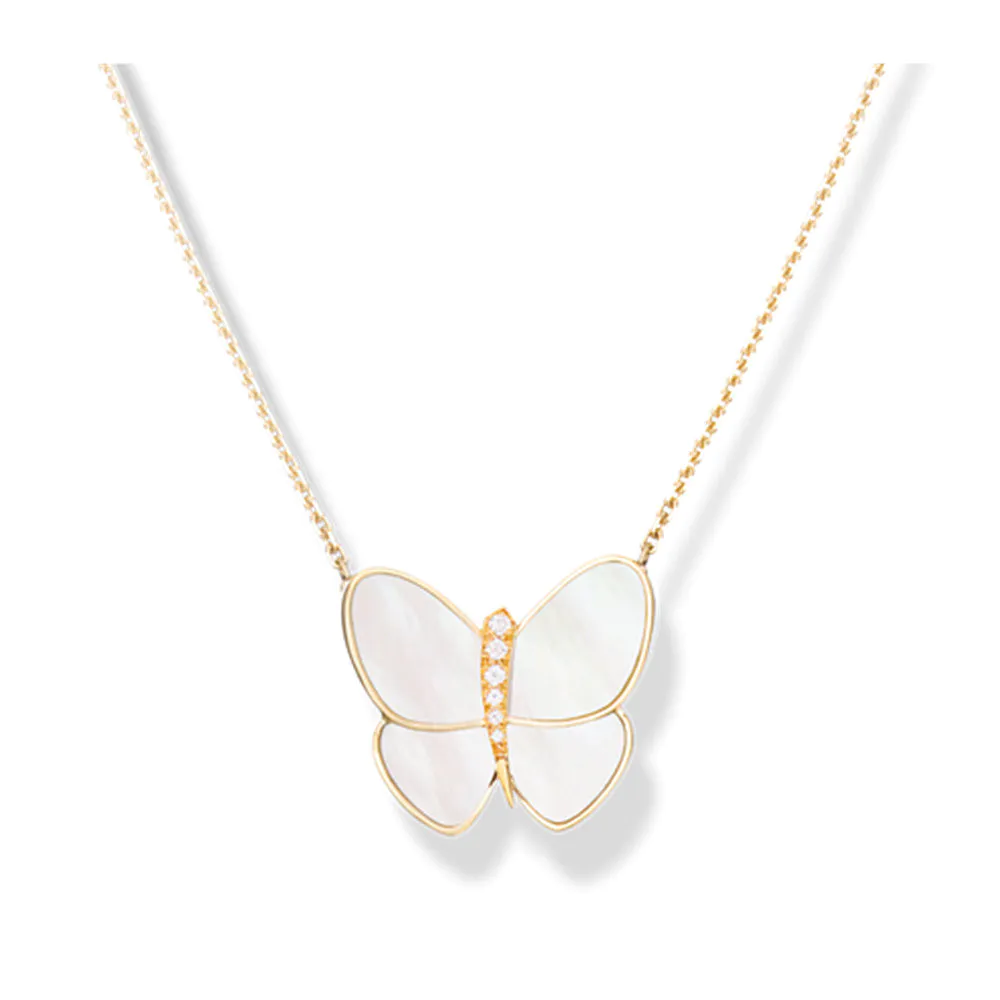 Latest Butterfly Design Shell Color Silver O-Chain Necklace