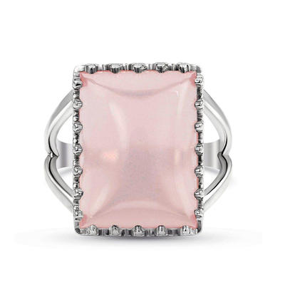 925 Sterling Silver Bonding Rectangle Natural Rose Quartz Stud Ring For Custom Natural Gemstones Set