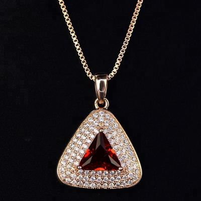 Joacii Trillion Cut Ruby Gemstone Jewelry S925 Silver Iced Out Pendant Necklace
