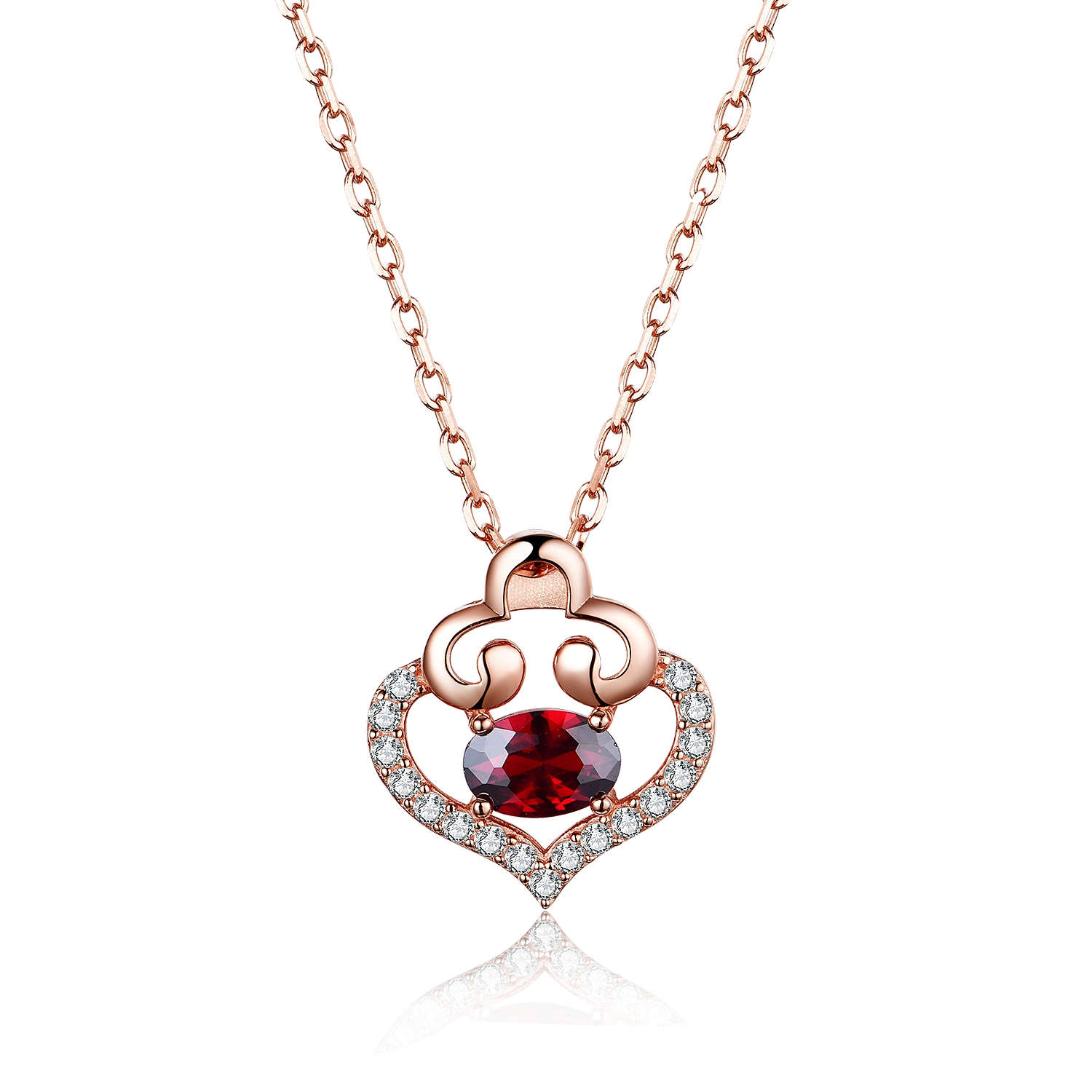 925 Sterling Silver Hollow Clouds Cubic Zircon Heart Ruby Stone Pendant Necklace Design With Joyas Chapadas En Oro