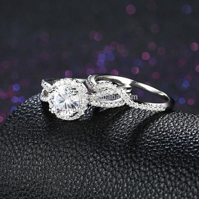 Love Couple S925 Sterling Silver Cz Stone Ring Sets