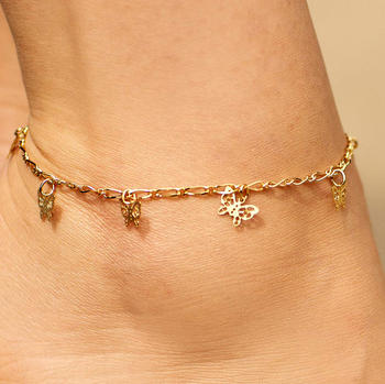925 sterling silver gold plated adjustable summer beach butterfly anklets foot jewelry enkelbandje tobillera pulsera