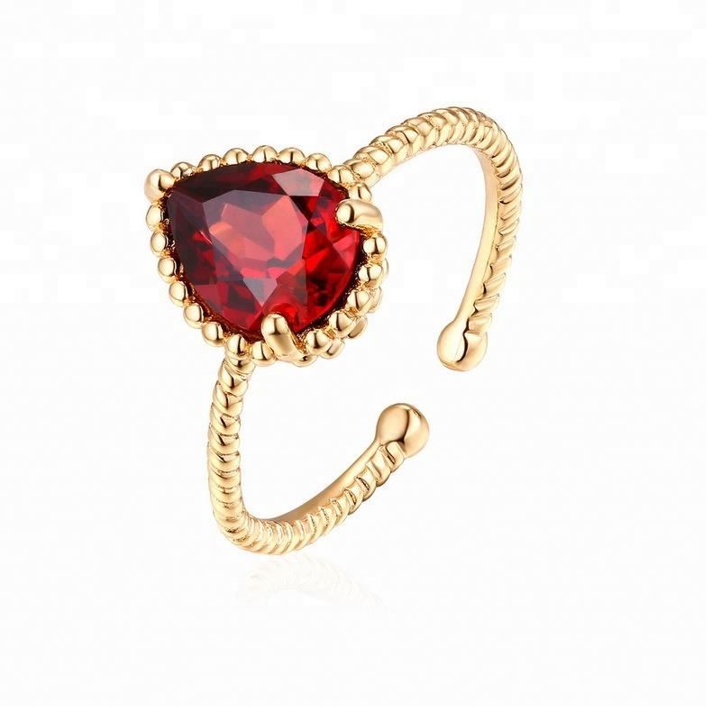 Joacii Entry Lux Style Garnet Stone Adjustable Ring For Women With Gioielli Placcati In Oro