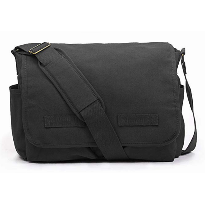 Plain design canvas shoulder bag mens school messenger bag