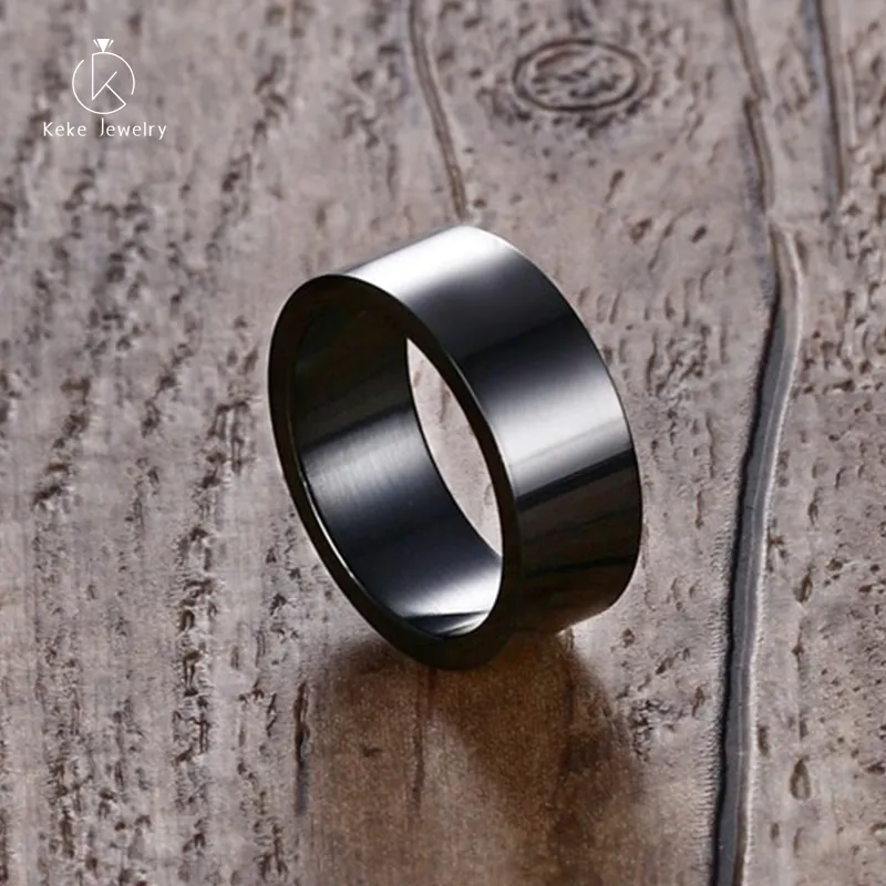 Hot Selling Wholesale Titanium steel plating 18K gold/black couple rings for men and women CR-005