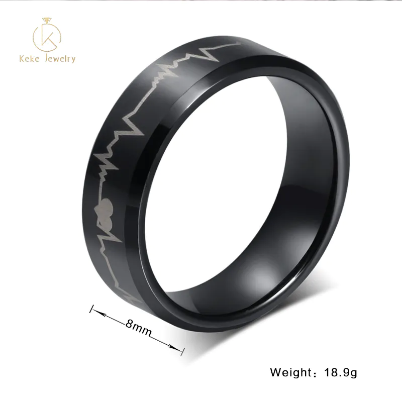 Spot wholesale Japanese and Korean titanium steel personality men's ring can be split black men's ring R-124