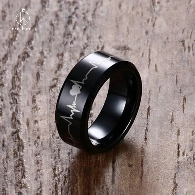 Spot wholesale Japanese and Korean titanium steel personality men's ring can be split black men's ring R-124