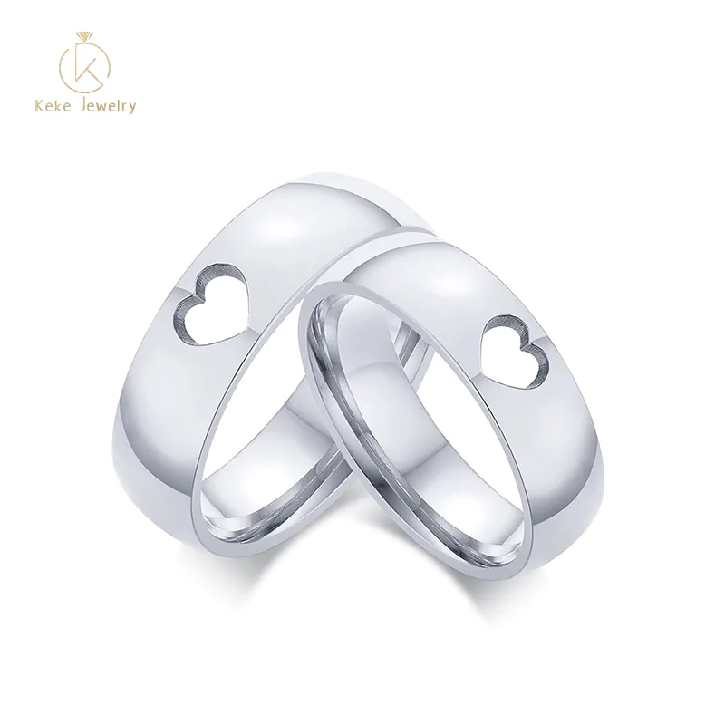 Hot Selling appearance of beautiful Simple style stainless steel hollow love couple ring R-516S