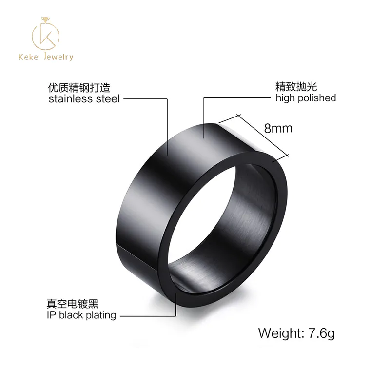 Hot Selling Wholesale Titanium steel plating 18K gold/black couple rings for men and women CR-005