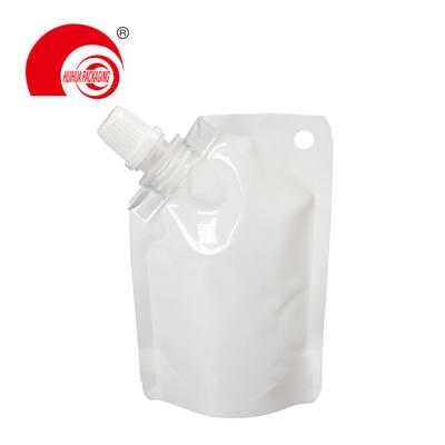Hot Selling Aluminum Foil Vacuum White Spout Pouch Liquid Packaging Bag with Corner Nozzle Hanging Hole
