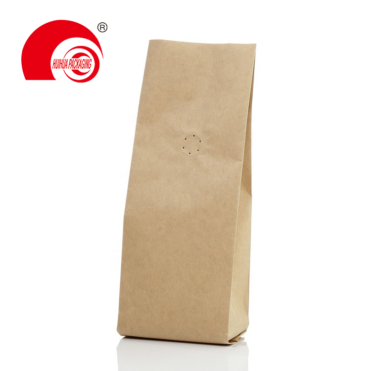 Brown Kraft Paper Side Gusset Pouch Coffee Packaging Bag with One Way Degassing Valve