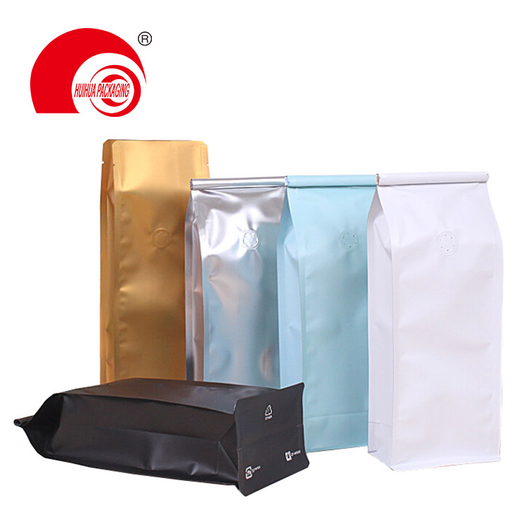 Best Quality Flat Bottom Self Stand Food Storage Bag Aluminum Foil Pouch for Coffee Tea
