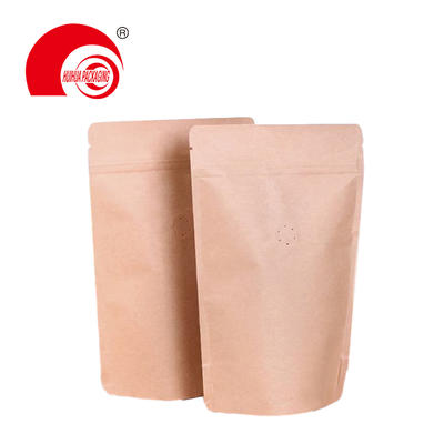 50g 1/4LBS 1/2 LBS 1LBS 2LBS Hot Sell Kraft Paper Stand Up Coffee Pouch with One-way Valve