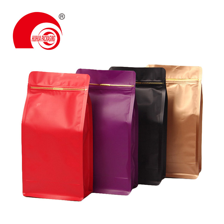 Various Color High Barrier Resealable Food Packaging Bag Flat Bottom Pouch with Ziplock