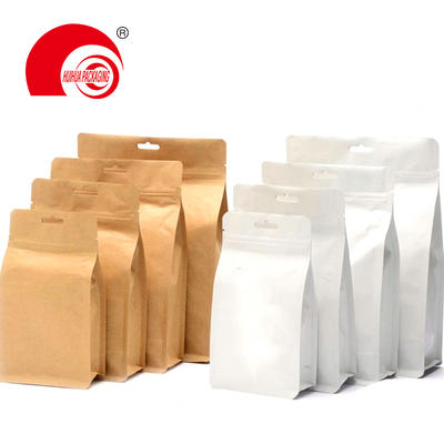 New Technology Brown Kraft Paper Flat Bottom Pouch Food Packaging Bag with Window