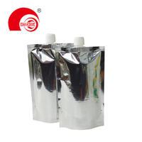 Food Grade Glossy Silver High Barrier Aluminum Foil Pouch with Spout for Drinking Packaging