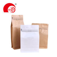 1/4LBS 1/2 LBS 1LBS 2LBS Resealable Kraft Paper Flat Bottom Coffee Packaging Bag with Zipper Valve