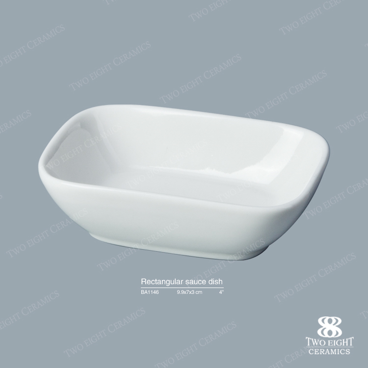 Top selling products in alibaba white serving dishes rectangle sushi sauce porcelain baking dish