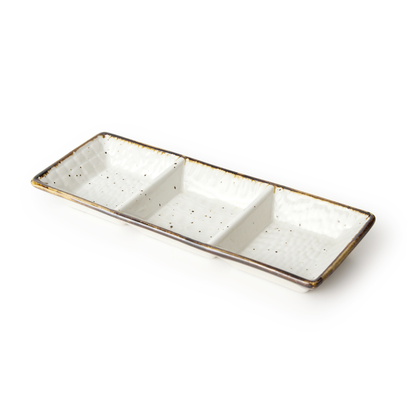 Ceramic Tableware Three Grid Dish Sushi Dish Snack Plate Dish Dessert Plate