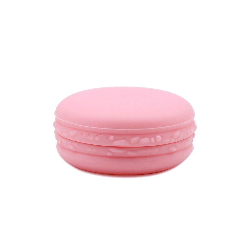 Colorful Plastic Pink Jar With Lid Macaron Shape Cream Jar
