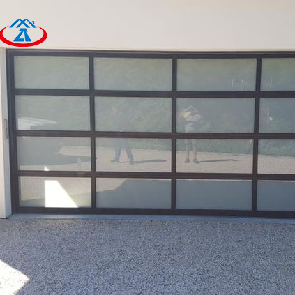 8x7 Aluminum alloy frame single tempered glass modern black garage doors