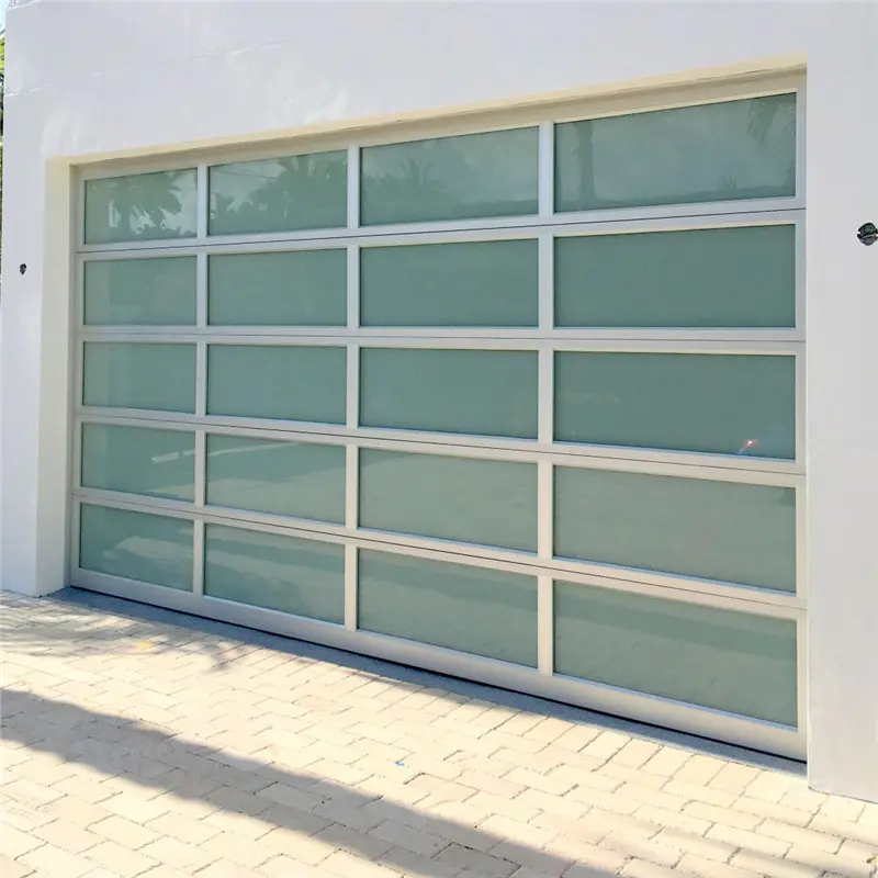 9'W*7'H Aluminum Frame Automatic Glass/PC Sectional Garage Doors With Motor