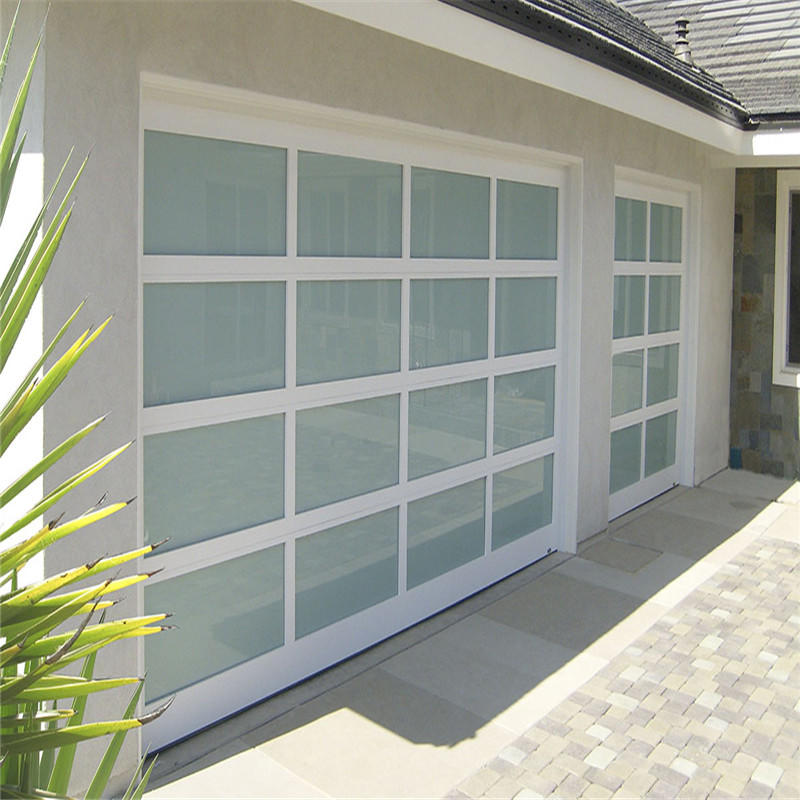 3600mmW*4850mmH Customized Overhead Electric Automatic Sectional Glass Garage Door With Motor