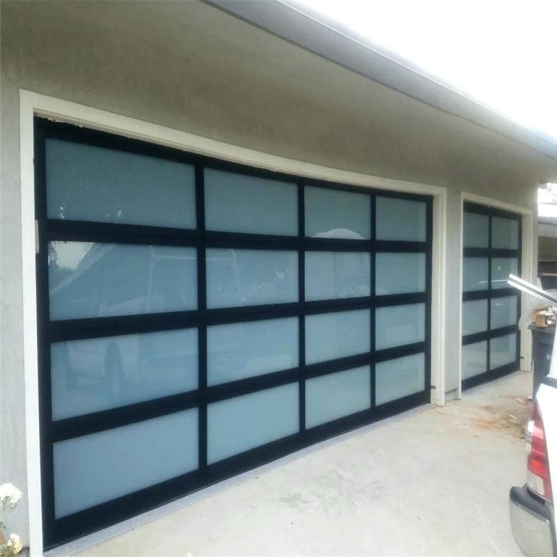 4000mmW*4850mmH Vertical Aluminum Overhead Sectional Tempered Glass Garage Door With Motor