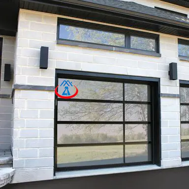 8x7 Electric Modern Aluminum Transparent Single Tempered Glass Garage Door
