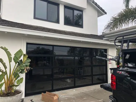 8x7 Automatic Surface Finished Aluminum Clear Glass Garage Door