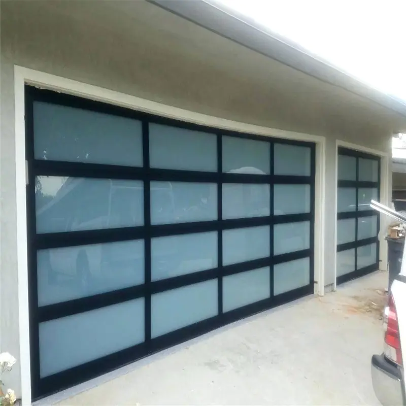 4000mmW*4850mmH Remote Control Tempered Glass Overhead Garage Door With Motor