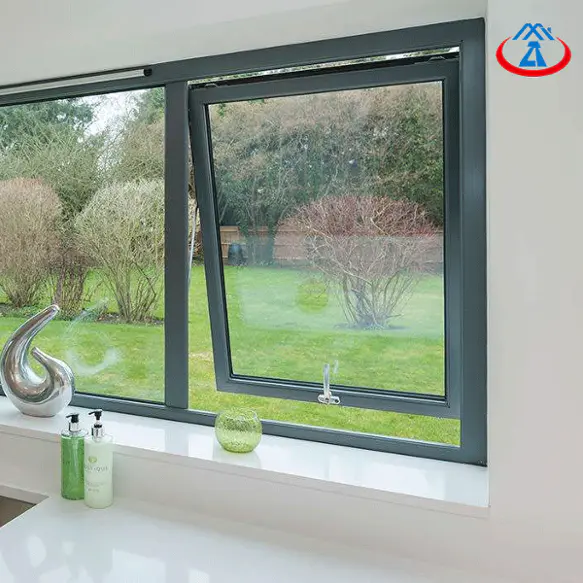Top Aluminum Frame Tempered Glass Rainproof Hung Window