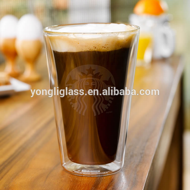 High quality high borosilicate glass double wall hurricane glass, cocktail glass, Espresso cafe glasses/ coffee mug for club