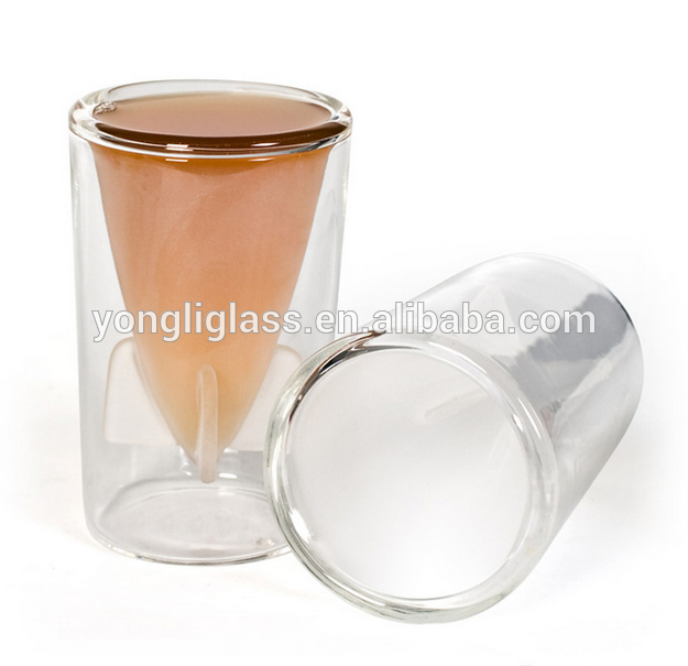 New products missile shape double wall glass , double wall wine glass