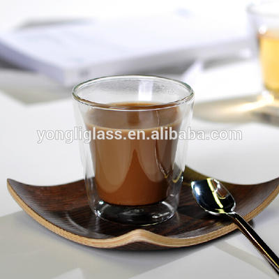 Factory price high quality YL-JB0016 pyrex bulk double wall glass coffee mug with logo