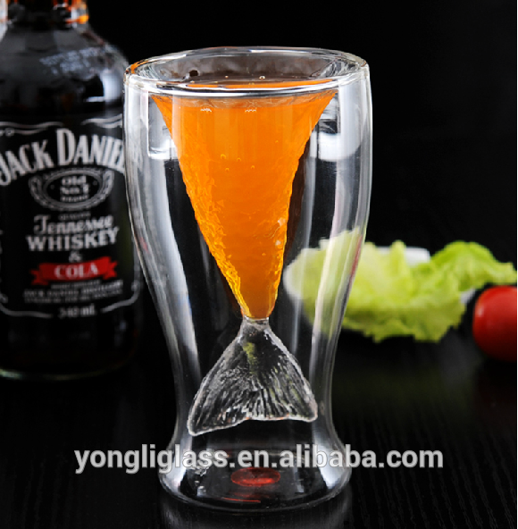 New products fish shaped double wall glass , double wall wine glass