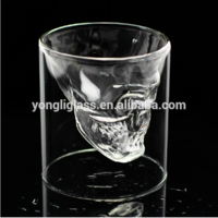 Unique design skull double wall glass,drinking glass