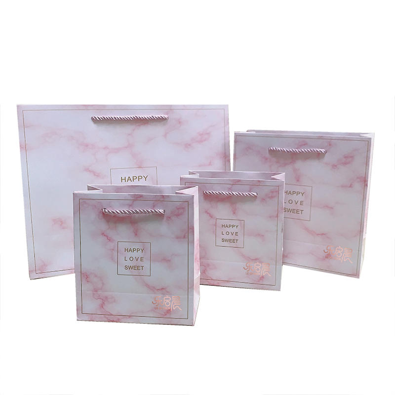 product-Wholesale manufacturer bulk all sizes custom logo 8x4x10 giftmarble paper bag with handles-D-1