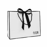Elegant design blank black and white ribbon shopping costume paper bag with bow