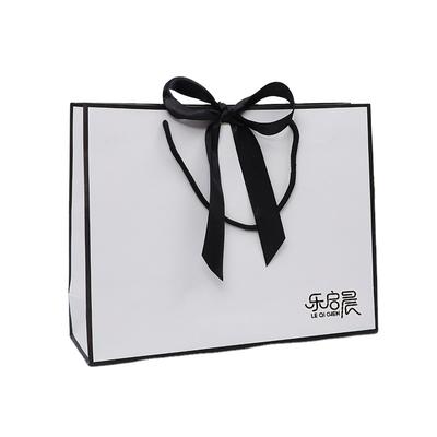 Black White Simple Generous 10 X 5 X 13 Custom Size Gift Paper Bags With Handles For Jewelry Cloth