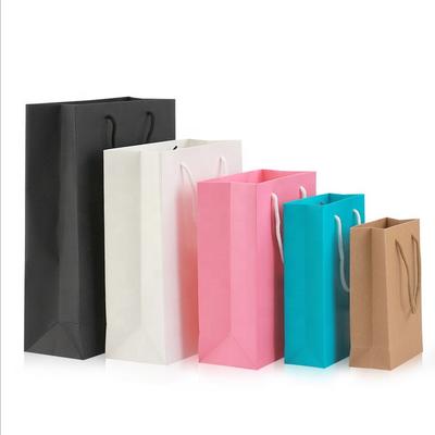 Custom Printed Shopping Recycle Carry Treat Paper Bags Packing Christmas Wine Paper Gift Bag In Bulk