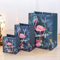 China Retail Shopping Bags with Logos Gift Flat Craft paper Flamingo Gift Paper Gift Bag