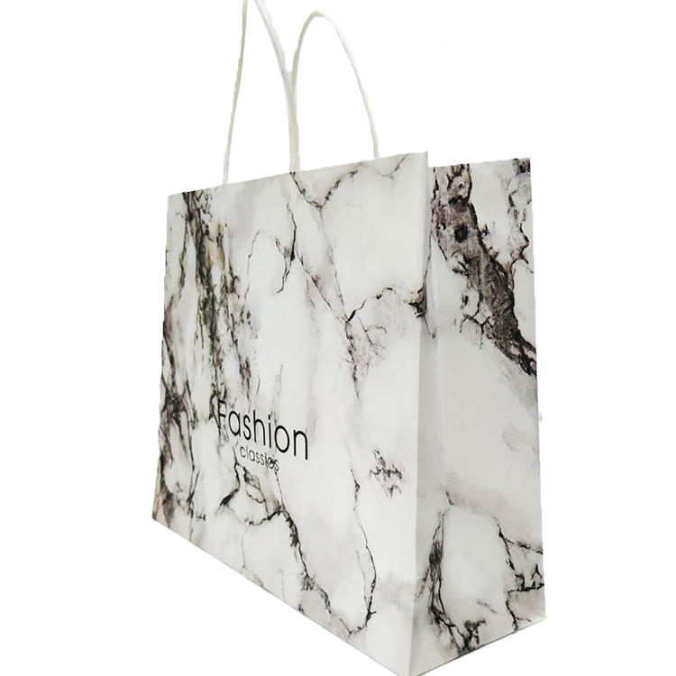 product-Guangzhou 24 Years Factory White Handle Bulk Marble Marble Paper Bag For Gift Promotion-Dezh-1