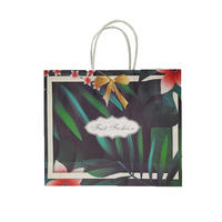 Guangzhou Gift Shopping Bag Elegant Green Rainforest Style Flower Paper Bag With Logo Print