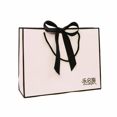 Large pink paper shoe bags gift custom made jewelry bag and box with black ribbon