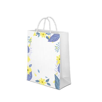 Slogan Customized Paper Bag Floral Gift Paper Bags Apparel Shopping Bag With Paper Handle