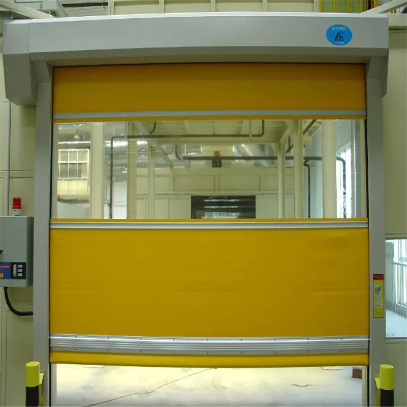 Yellow 3500mmH*5000mmW Industrial Yellow Plastic/PVC Automatic Exterior/Interior Fast Roller Shutter High Speed Door