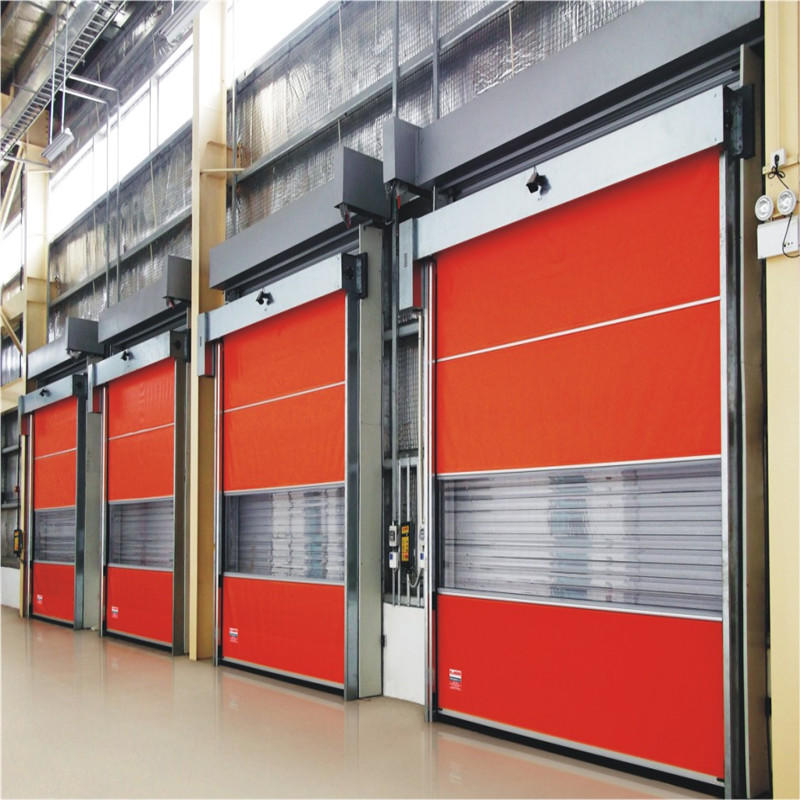 Red 3500mmH*5000mmW Industrial Plastic/PVC Automatic Fast Roller Shutter High Speed Door